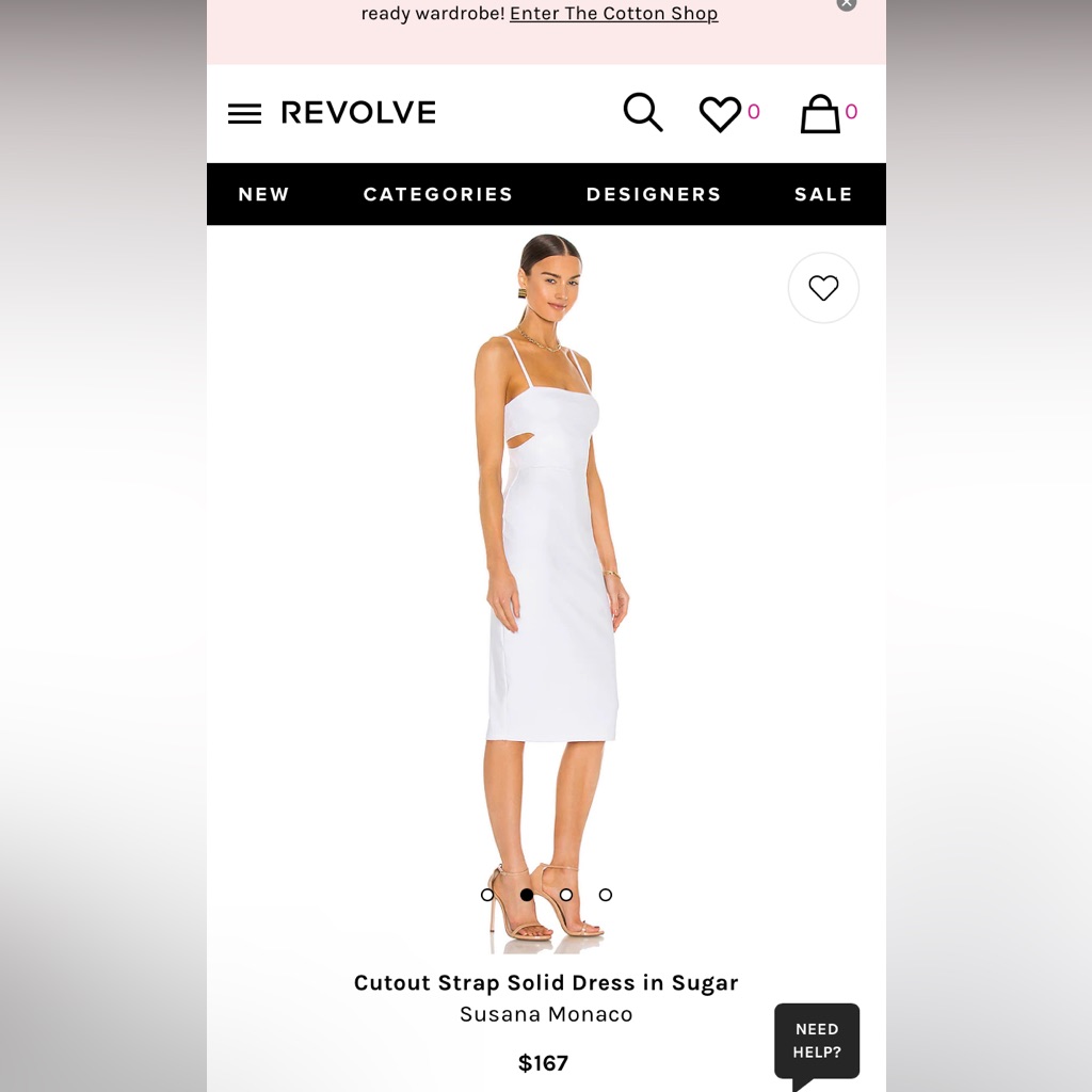 Revolve Cutout Strap Solid Dress In Sugar